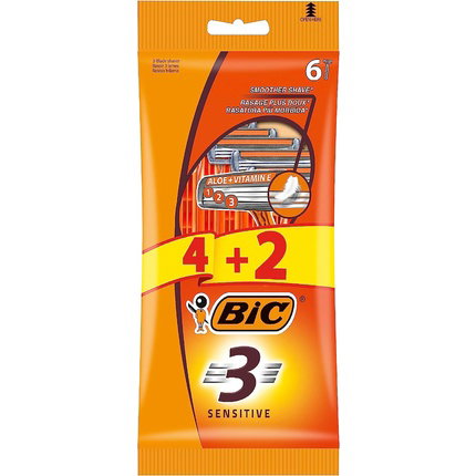 Bic Maquinilla de afeitar 3 sensitive pack 4 + 2 uds Bic Maquinilla de afeitar 3 sensitive pack 4 + 2 uds