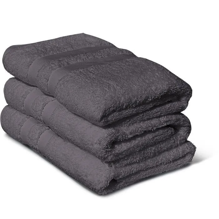 Lovely Home Juego de 3 toallas 50x100 cm Gris antracita - Lote de toallas Lovely Home Juego de 3 toallas 50x100 cm Gris antracita - Lote de toallas