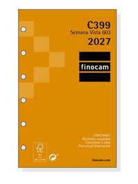Finocam Recambio de Agenda Anual 2027 C399 Classic 603 79x127 mm