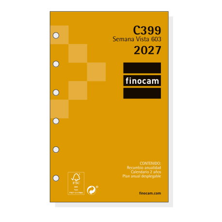 Finocam Recambio de Agenda Anual 2027 C399 Classic 603 79x127 mm