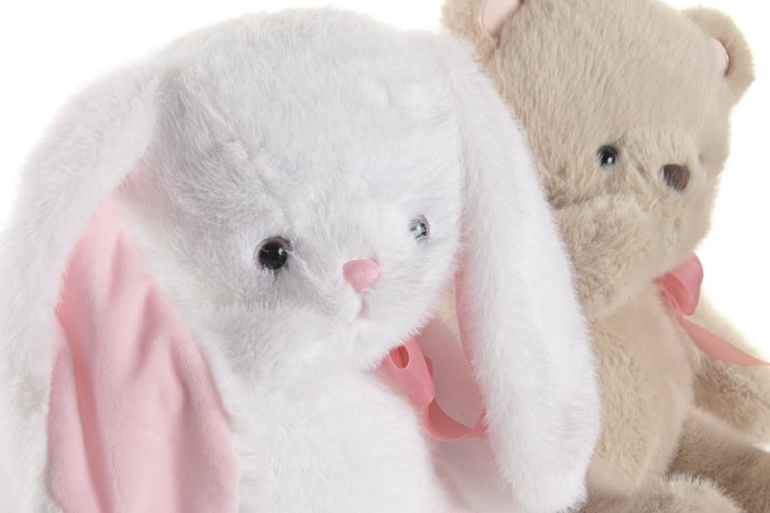 DKD Home Decor Peluche Baby Beige Blanco 29 x 32 x 25 cm (4 Unidades)
