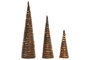 DKD Home Decor Set de 3 Conos de Ratán con LED Natural 20x20x80 cm