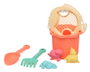 KioKids Set de Cubo de Playa Coral con 7 Piezas para Bebés, Incluye Cubo, Pala, Rastrillo, Tamiz y Moldes de Arena con Formas Marinas