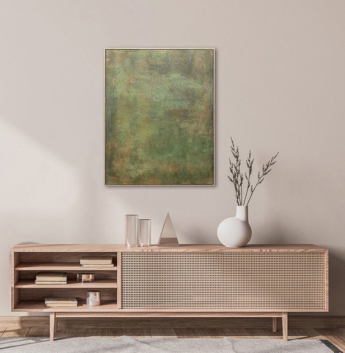 DKD Home Decor Cuadro Lienzo Moderno Pintado a Mano Verde 120x4,5x150 cm