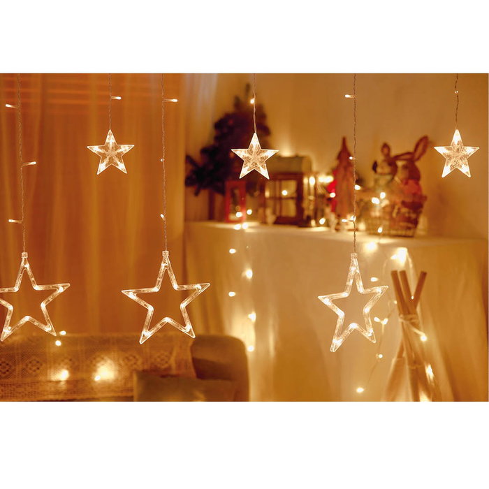 GSC Evolution Cortina LED con estrellas de 3,5M, luz cálida y 8 funciones