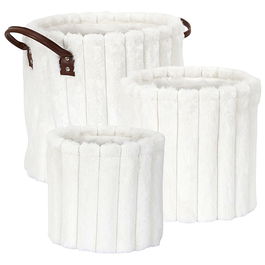 Home Deco Factory Juego de 3 Cestas Efecto Pelo Colección Cocooning Poliester