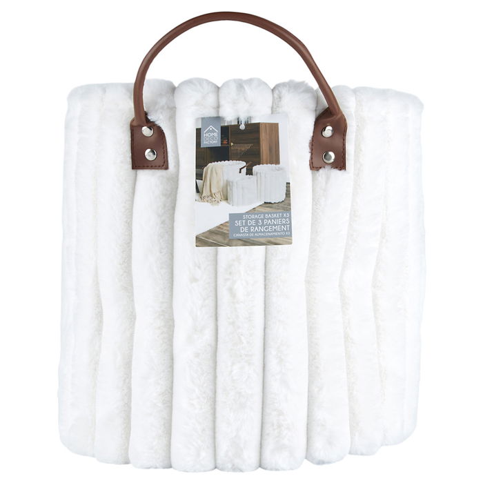 Home Deco Factory Juego de 3 Cestas Efecto Pelo Colección Cocooning Poliester