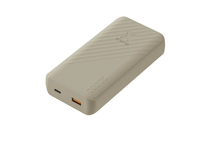 Xtorm XG2202 Power Bank Batería Externa 20000 mAh con Carga Rápida 15W, 2 Puertos (USB-A y USB-C), Color Beige, Para Smartphones, Auriculares