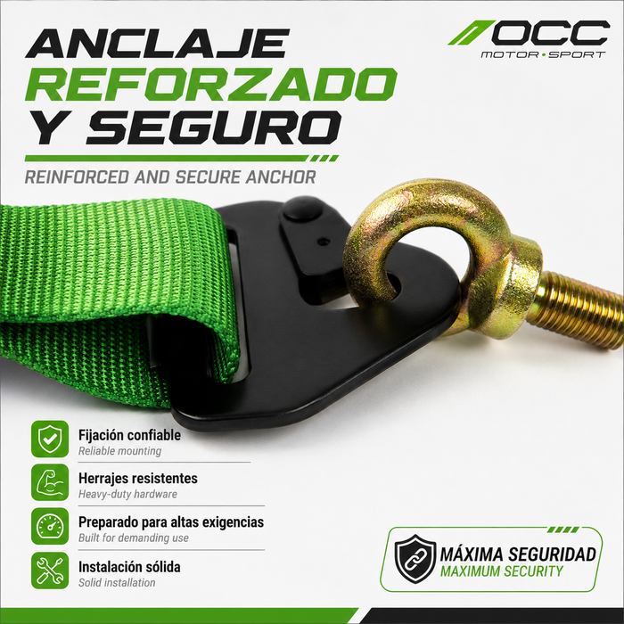 Occ Motorsport Arnés de 6 Puntos 3 Pulgadas Verde FIA New Occ Motorsport Arnés de 6 Puntos 3 Pulgadas Verde FIA New