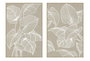 DKD Home Decor Cuadro Lienzo Hojas 3D Set de 2 unidades Beige y Blanco