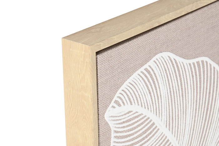 DKD Home Decor Cuadro Lienzo Hojas 3D Set de 2 unidades Beige y Blanco DKD Home Decor Cuadro Lienzo Hojas 3D Set de 2 unidades Beige y Blanco