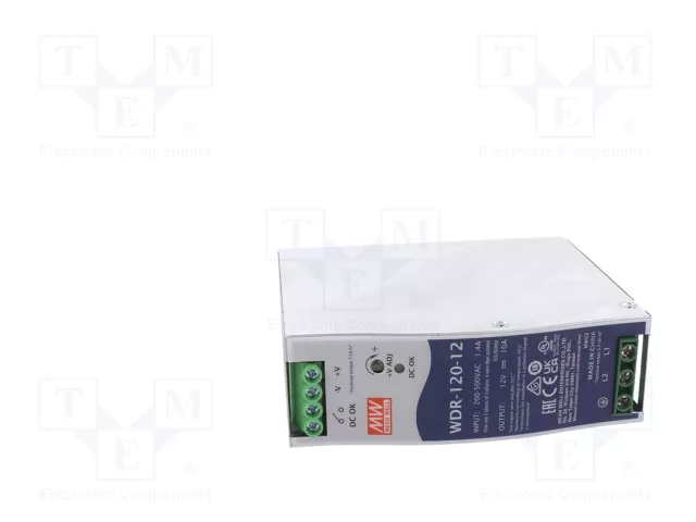 MEAN WELL WDR-120-12 Alimentador de impulso para carril DIN 120W 12VDC 10A