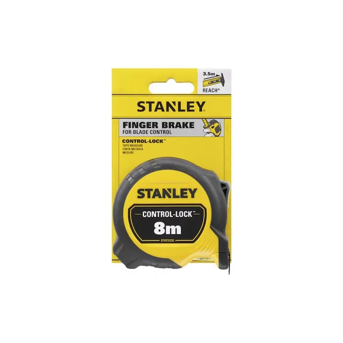 Stanley STHT37232-0 Cinta Métrica Magnética con Seguro 8 m x 25 mm, Doble Marcado