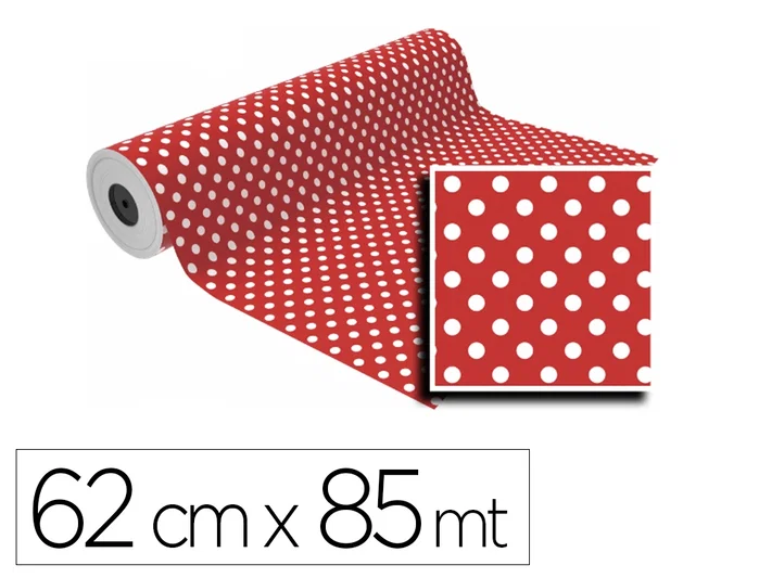 BASIKA Papel de Regalo en Bobina Lunares Rojos y Blancos 62 cm x 85 m BASIKA Papel de Regalo en Bobina Lunares Rojos y Blancos 62 cm x 85 m