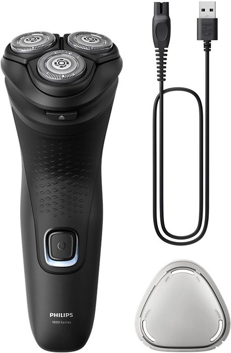 Philips S1141/00 Shaver Series 1000 con cuchillas PowerCut y cabezales 4D flexibles, Negro intenso