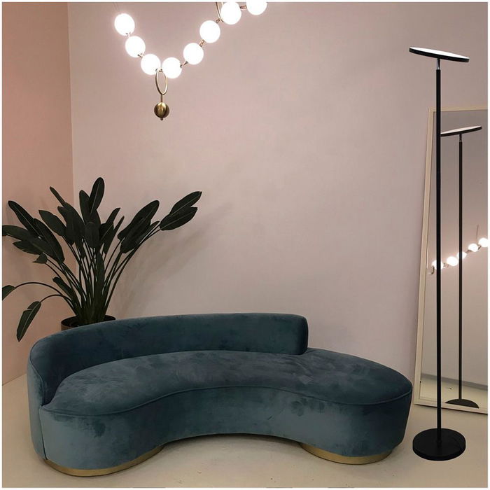 Cristalrecord Lámpara de pie LED Dencel, 24W, 3CCT Dimmable, 2200 LM, Temporizador, Mando a Distancia, Negro, 25x175 cm