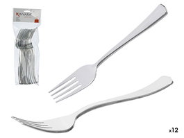 Kinvara Set 12 Tenedor Plástico Plateado 9.5x24.5x2.5 cm (Set de 48)