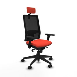 PIQUERAS Y CRESPO Silla de oficina Horna con mecanismo Sincro, Tela Naranja oscuro y Malla Negro