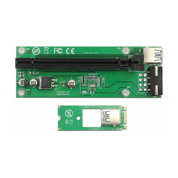 DeLOCK Adaptador Tarjeta Riser M.2 Key B+M a PCI Express x16 con Cable USB 30 cm, Interno, Color Verde - Ref. 41428