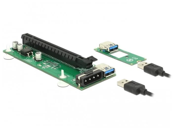 DeLOCK 41428 Tarjeta Riser M.2 Key B+M a PCI Express x16 con cable USB