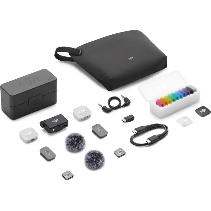 DJI Mic Mini 2 Micrófono inalámbrico 2 transmisores 1 receptor Estuche de carga