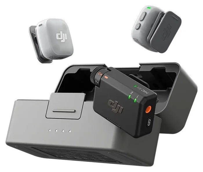 DJI Mic Mini 2 con 2 transmisores, 1 receptor y estuche de carga DJI Mic Mini 2 con 2 transmisores, 1 receptor y estuche de carga