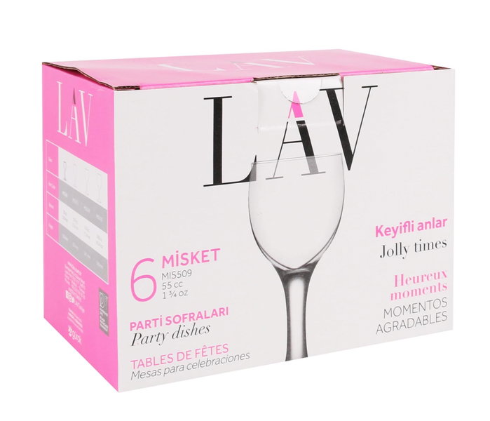 LAV Set de 6 Copas para Licor Misket de 55 cc en Vidrio