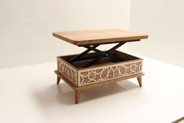 Hanah Home Mesa de Café Pino Tablero Melamina, Expandible, 90x38x60cm Abierta 120x70x90cm, Elegante y Duradera para Sala de Estar