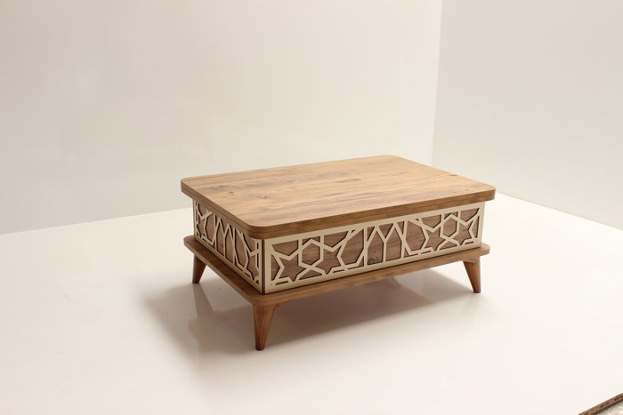 Hanah Home Mesa de Café Pino Tablero Melamina, Expandible, 90x38x60cm Abierta 120x70x90cm, Elegante y Duradera para Sala de Estar