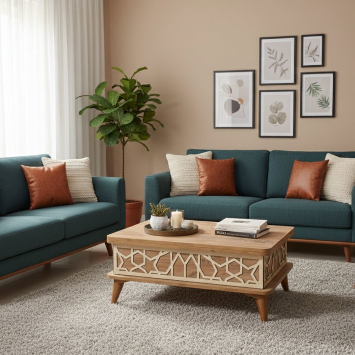 Hanah Home Mesa de Café Pino Tablero Melamina, Expandible, 90x38x60cm Abierta 120x70x90cm, Elegante y Duradera para Sala de Estar