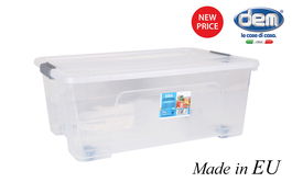 Dem Caja Almacenaje C/Tapa 36L + Ruedas "Kira" 58x40x22 cm (4 Unidades)