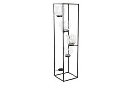 DKD Home Decor Portavelas de Hierro y Cristal 18x18x76 con 5 Portavelas