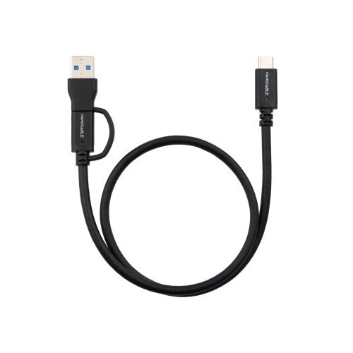 Nanocable Cable USB 3.2 Gen2 Intercambiable USB-C/USB-A a USB-C 60W 4K 0.5m Negro
