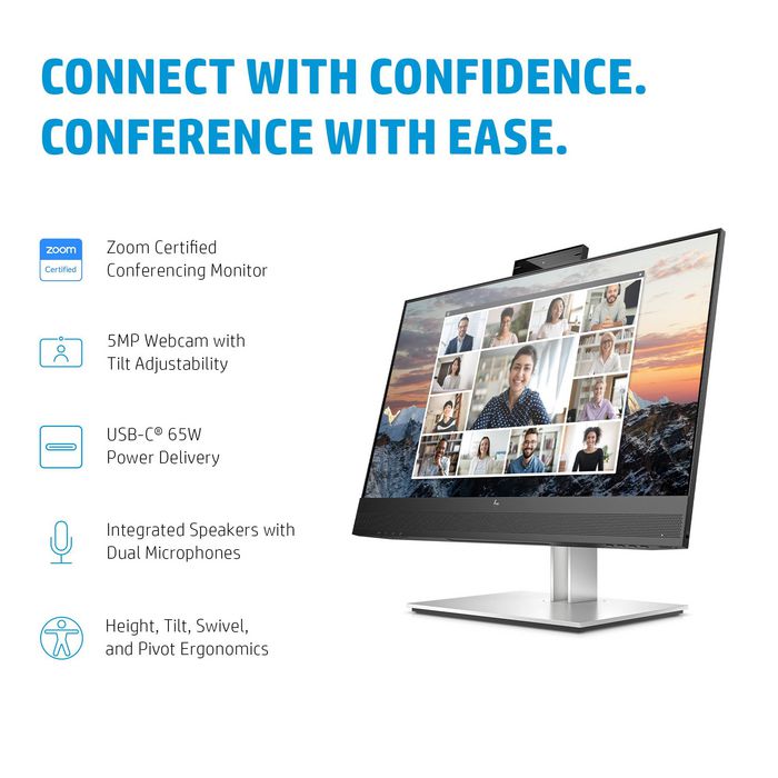 HP E24m G4 FHD USB-C Conferencing Monitor 23.8 pulgadas con Webcam, Altavoces y Micrófonos Integrados