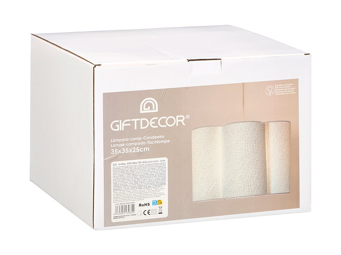 Giftdecor Lámpara de Techo Rugoso Metal y Tela Terciopelo Natural 35x25x32 cm (Set de 2)