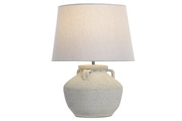 DKD Home Decor - Lámpara de Sobremesa Cottage, Diseño con 4 Asas, Color Blanco Crudo, Material Dolomita y Lino, Dimensiones 37 x 37 x 49 cm, Bombilla E27