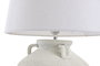 DKD Home Decor - Lámpara de Sobremesa Cottage, Diseño con 4 Asas, Color Blanco Crudo, Material Dolomita y Lino, Dimensiones 37 x 37 x 49 cm, Bombilla E27
