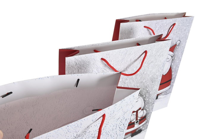 DKD Home Decor Bolsa de Navidad Papel Tradicional Papa Noel Rojo Blanco 10x33x46 cm, Pack 12 Unidades, 160g Capacidad