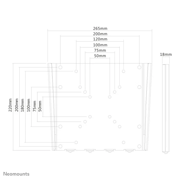 Neomounts FPMA-W110BLACK Soporte de Pared Fijo para TV hasta 40" (101.6 cm) Negro - Capacidad 35 kg, VESA 200x200 mm, Montaje Plano de 1.8 cm