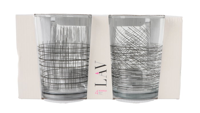 LAV Set 4 Vasos Sidra 520cc 9 x 9 x 12 cm Colección Bodega (6 Cajas)