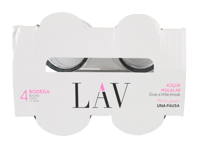 LAV Set 4 Vasos Sidra 520cc 9 x 9 x 12 cm Colección Bodega (6 Cajas)