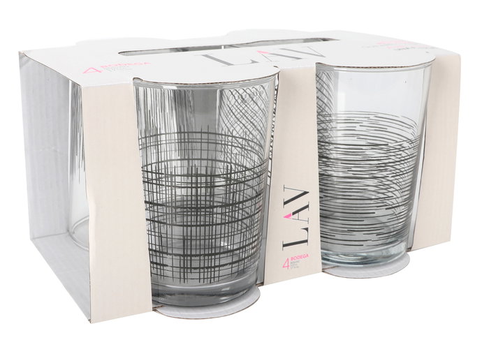 LAV Set 4 Vasos Sidra 520cc 9 x 9 x 12 cm Colección Bodega (6 Cajas)