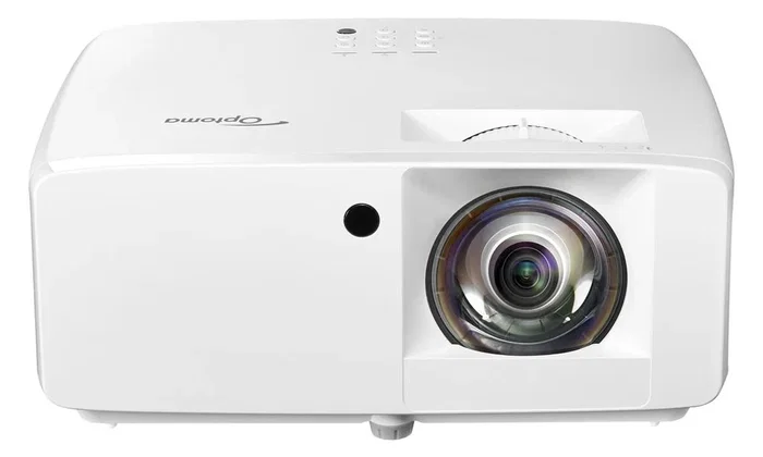 Optoma ZH350ST Proyector Láser de Corto Alcance Full HD 1080p 3500 Lúmenes ANSI DLP Blanco 3D con Altavoz 15W, Lente Corta, 30000h de Vida Útil, HDR, 30-300 Pulgadas