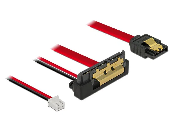 Delock Cable SATA III 0.1 m, Conector SATA 7 pines + 22 pines para Alimentación, Ángulo Hacia Abajo, Compatible con Banana Pi, 6 Gbit/s, Negro