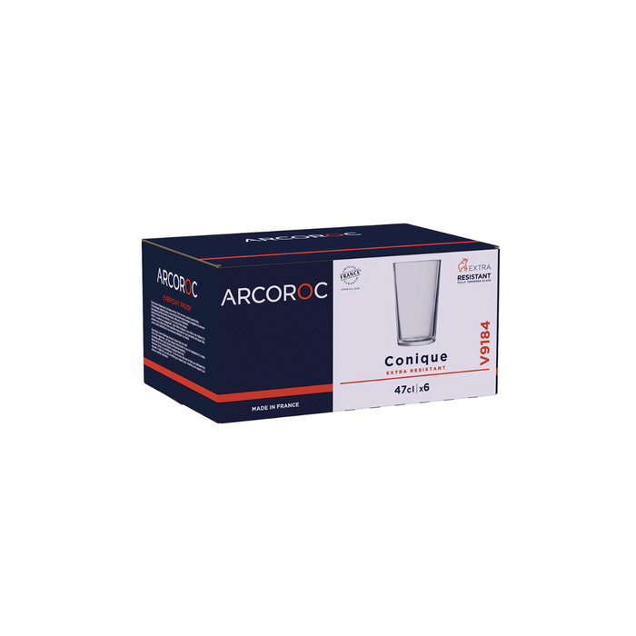 Caja 6 Vasos Altos Vidrio Conique Arcoroc 47 cL Caja 6 Vasos Altos Vidrio Conique Arcoroc 47 cL
