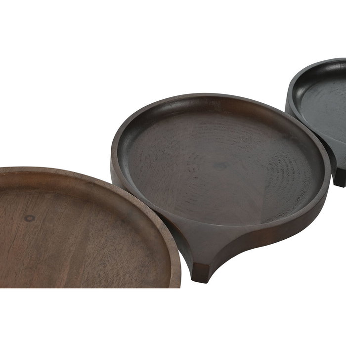 DKD Home Decor Set de 3 Centros de Mesa de Mango Negro, Marrón y Marrón Claro