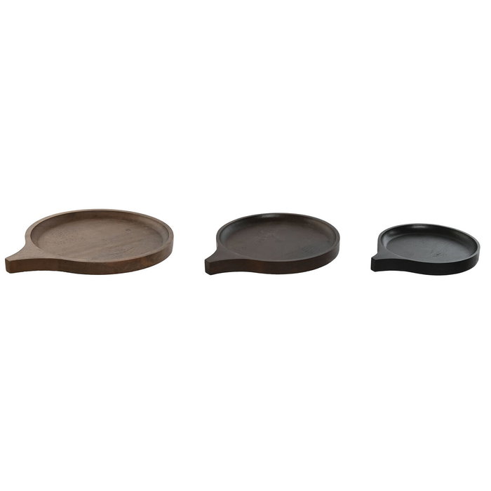 DKD Home Decor Set de 3 Centros de Mesa de Mango Negro, Marrón y Marrón Claro
