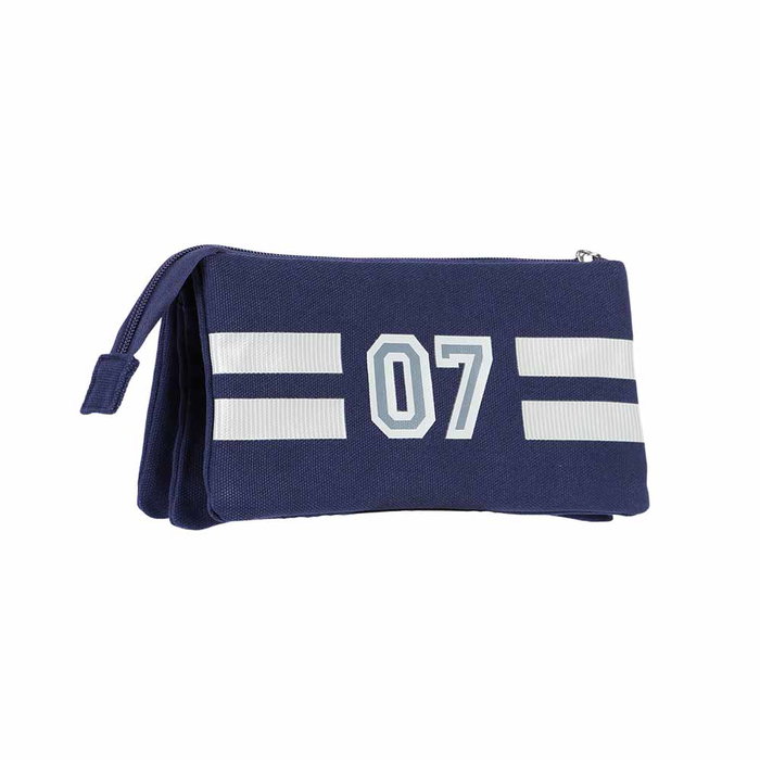 Harry Potter Estuche Portatodo Triple HS Academy, 3 Compartimentos para Lápices y Material Escolar, Azul Oscuro