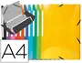 Exacompta Carpeta con Gomas, Simil-Prespán, Tres Solapas, DIN A4+, Colores Surtidos, Cierre Elástico, 10 Unidades