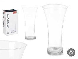 Giftdecor Jarrón de Cristal Transparente Boca Ancha Alto 30 cm (Set de 4)
